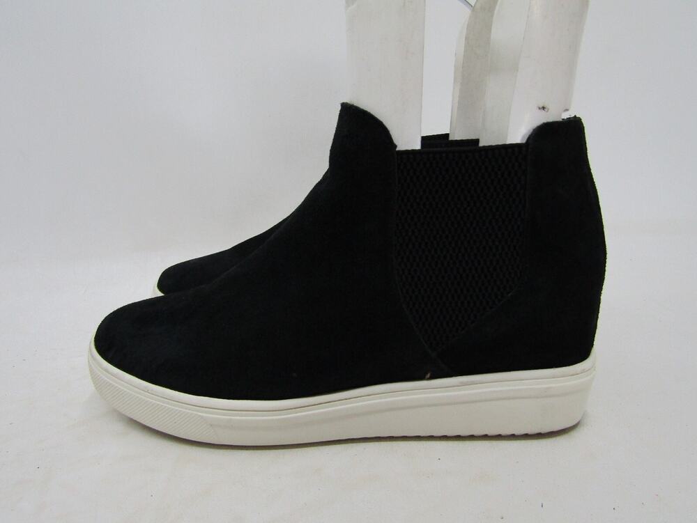 Steve Madden Womens Sz 8 M Black Suede Chelsea Wedge Ankle Fashion Boots Bootie